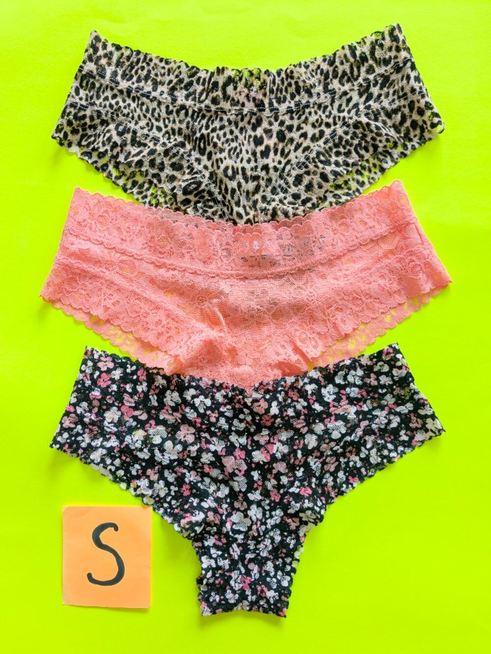 Victoria's Secret Size S Lace Cheeky Panty Bundle - 3 pairs